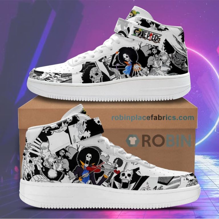 Brook Sneakers Air Mid Custom One Piece Anime Shoes
