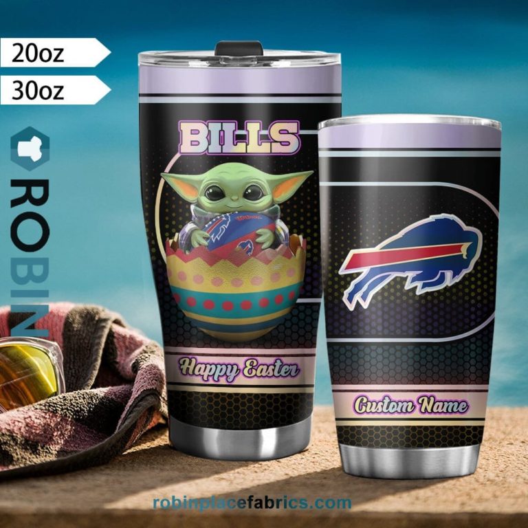 Buffalo Bills NFL Baby Yoda Happy Easter Custom Name Tumblers Cup