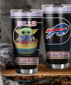 Buffalo Bills NFL Baby Yoda Happy Easter Custom Name Tumblers Cup