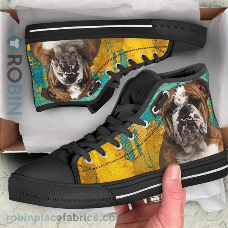 Bulldog Dog Sneakers Colorful Canvas High Top Shoes