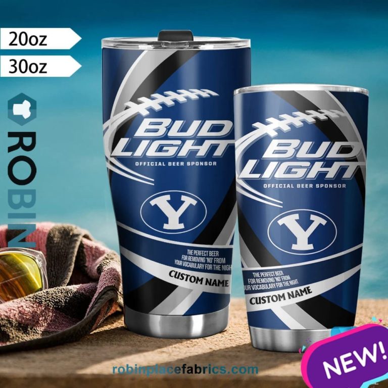 BYU Cougars NCAA Bud Light Beer Custom Name Tumblers Cup