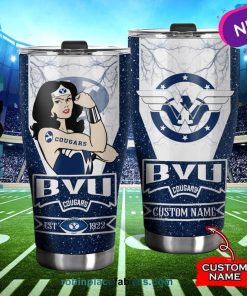 BYU Cougars Wonder Woman Custom Name Stainless Steel Tumblers Cup