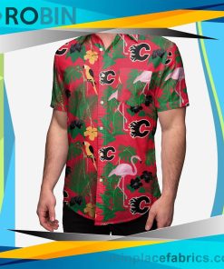 Calgary Flames Floral Button Up Shirt