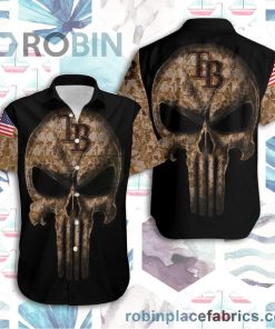Camouflage Skull Tampa Bay Rays American Flag All Over Print Hawaiian Shirt