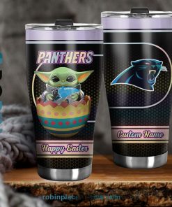 Carolina Panthers NFL Baby Yoda Happy Easter Custom Name Tumblers Cup