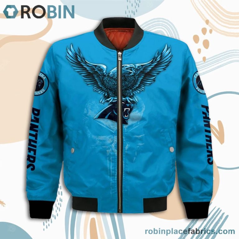 Carolina Panthers NFL Logo Eagle Skull Bomber Jacket