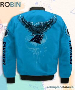 Carolina Panthers NFL Logo Eagle Skull Bomber Jacket Carolina Panthers NFL Logo Eagle Skull Bomber Jacket