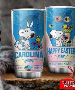Carolina Panthers NFL Snoopy Happy Easter Day Custom Name Tumblers Cup