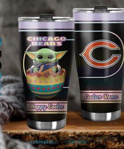 Chicago Bears NFL Baby Yoda Happy Easter Custom Name Tumblers Cup