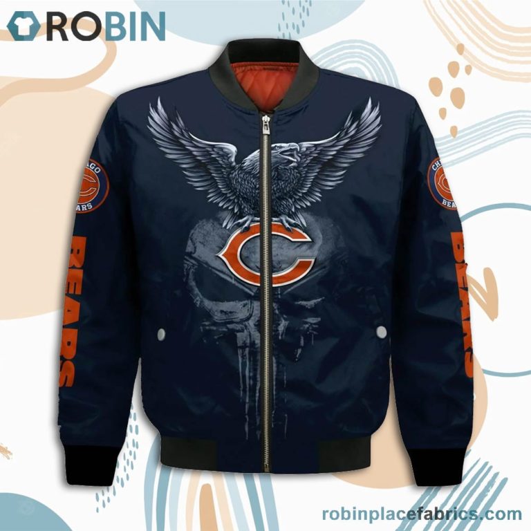Chicago Bears NFL Logo Eagle Skull Bomber Jacket