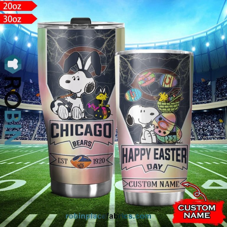 Chicago Bears NFL Snoopy Happy Easter Day Custom Name Tumblers Cup