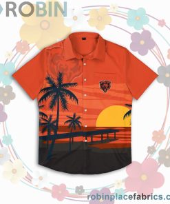 Chicago Bears Nfl Tropical Sunset Button Up Shirt