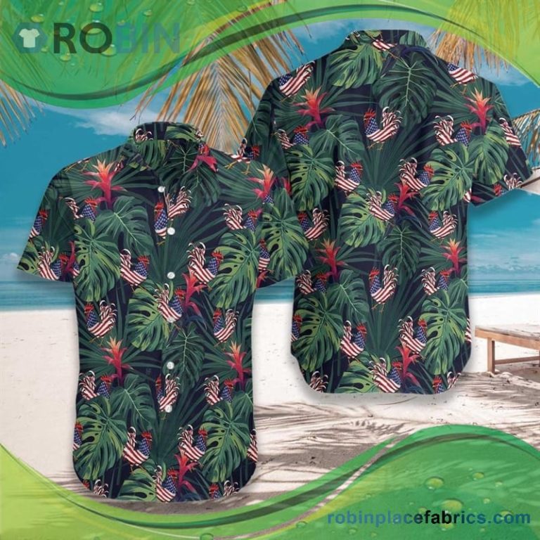 Chicken American Flag Tropical Hawaiian Shirt