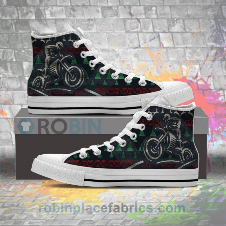 Christmas Motocross Canvas High Top Sneaker