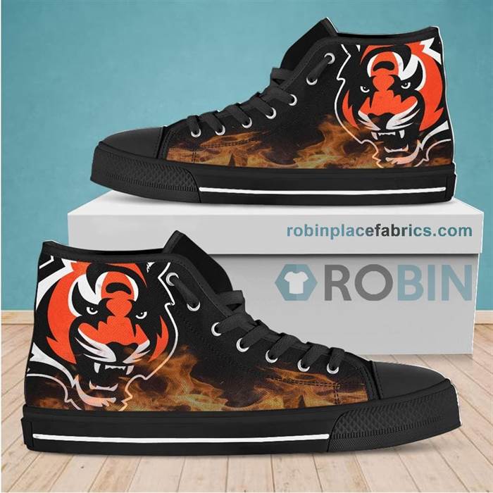 Cincinnati Bengals Canvas Shoes High Top - RobinPlaceFabrics