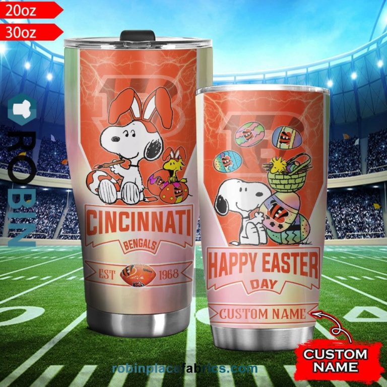 Cincinnati Bengals NFL Snoopy Happy Easter Day Custom Name Tumblers Cup