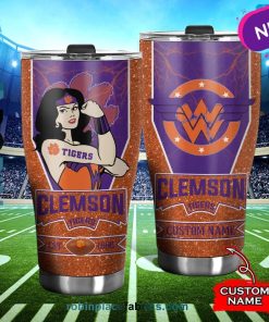 Clemson Tigers Wonder Woman Custom Name Stainless Steel Tumblers Cup