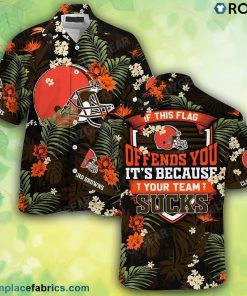 Cleveland Browns Hawaiian Shirt With Tropical Patterns – If This Flag Offends You It’s Because You Team Sucks