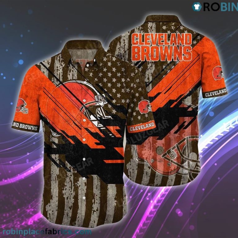 Cleveland Browns NFL Football Hawaiian Shirt American Flag