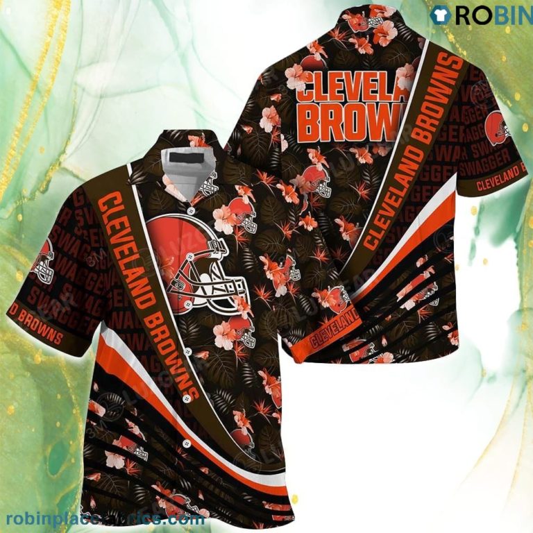 Cleveland Browns NFL Football With Tropical Flower Pattern Hawaiian Shirt
