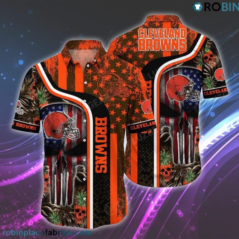 Cleveland Browns NFL Hawaiian Shirt Graphic Tropical Patterns Skull Punisher