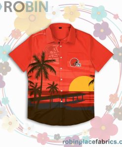 Cleveland Browns Nfl Tropical Sunset Button Up Shirt