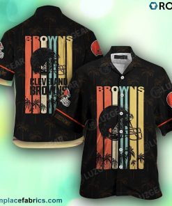 Cleveland Browns NFL Vintage Summer Short Sleeve Button Hawaiian Shirt