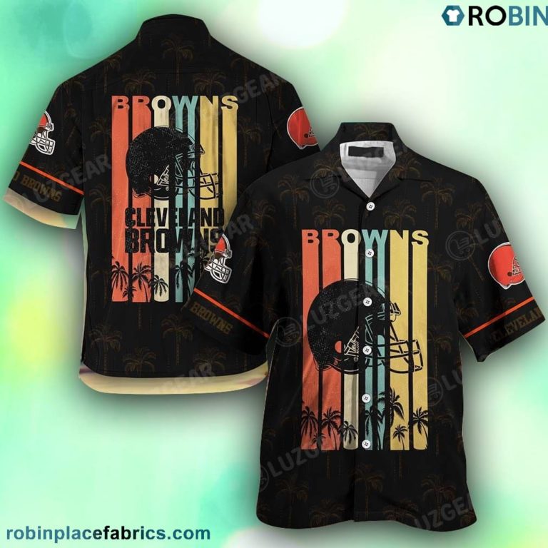 Cleveland Browns NFL Vintage Summer Short Sleeve Button Hawaiian Shirt