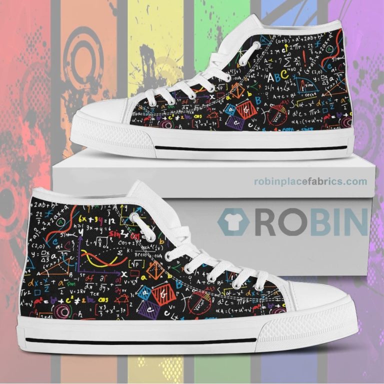 Colorful Math Formula Canvas High Top Shoess
