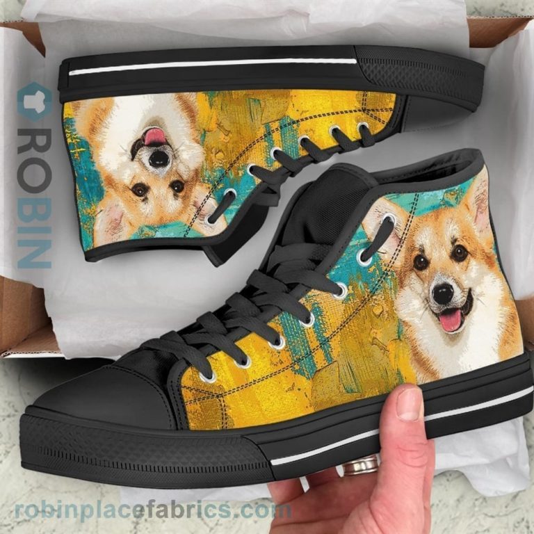 Corgi Dog Sneakers Colorful Canvas High Top Shoes