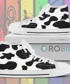 Cow Print Canvas High Top Shoes