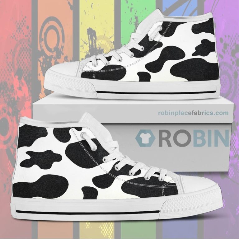 Cow Print Canvas High Top Shoes