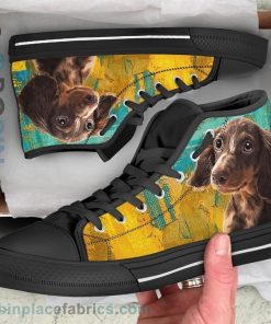 Dachshund Dog Sneakers Colorful Canvas High Top Shoes