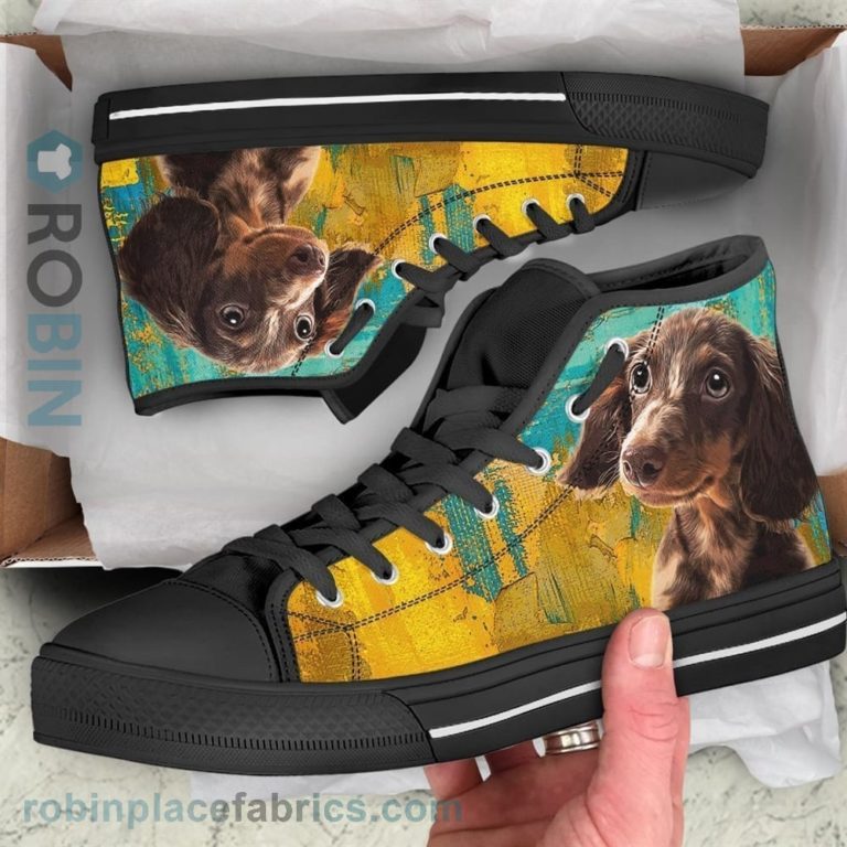 Dachshund Dog Sneakers Colorful Canvas High Top Shoes