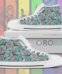 Dachshund Flower Canvas High Top Sneaker