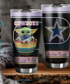 Dallas Cowboys NFL Baby Yoda Happy Easter Custom Name Tumblers Cup