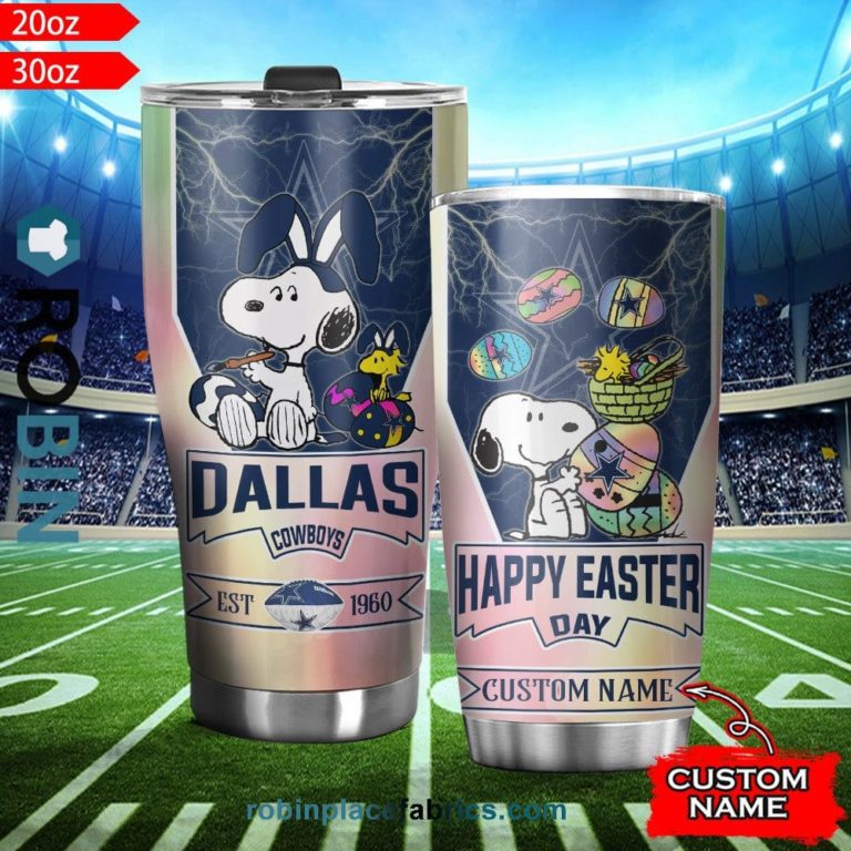 Dallas Cowboys NFL Snoopy Happy Easter Day Custom Name Tumblers Cup