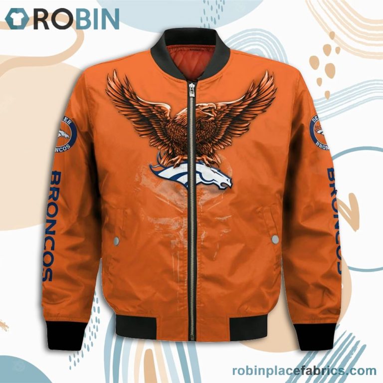 Denver Broncos NFL Logo Eagle Skull Bomber Jacket