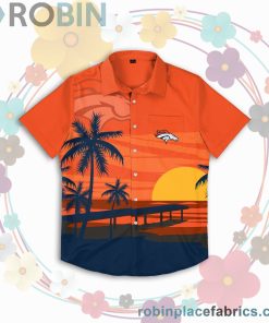Denver Broncos Nfl Tropical Sunset Button Up Shirt