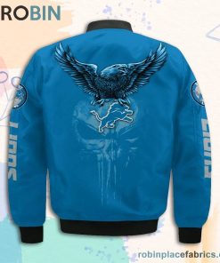 Detroit Lions NFL Logo Eagle Skull Bomber Jacket Detroit Lions NFL Logo Eagle Skull Bomber Jacket
