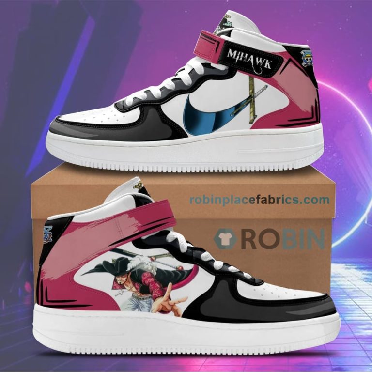 Dracule Mihawk Sneakers Air Mid Custom One Piece Anime Shoes