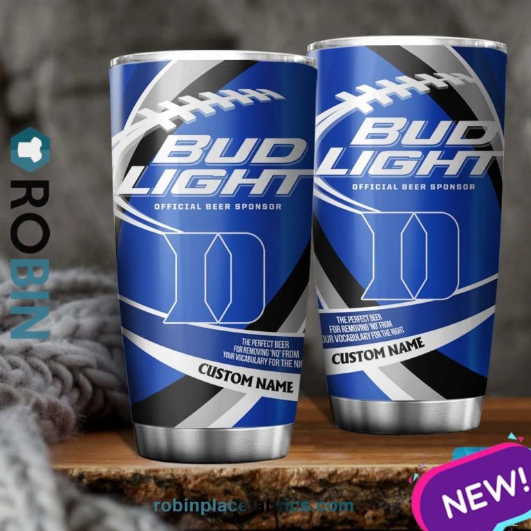 Duke Blue Devils NCAA Bud Light Beer Custom Name Tumblers Cup
