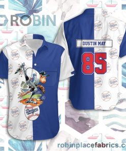 Dustin May 85 La Dodgers Short Sleeve Button Down Hawaiian Shirt Dustin May 85 La Dodgers Short Sleeve Button Down Hawaiian Shirt