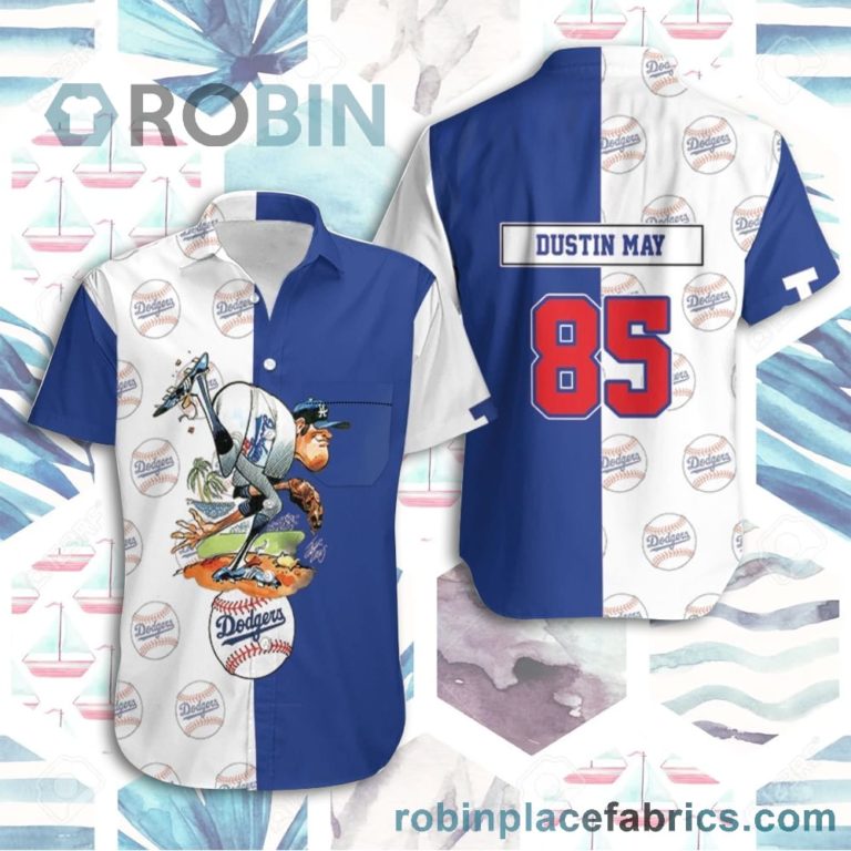 Dustin May 85 La Dodgers Short Sleeve Button Down Hawaiian Shirt