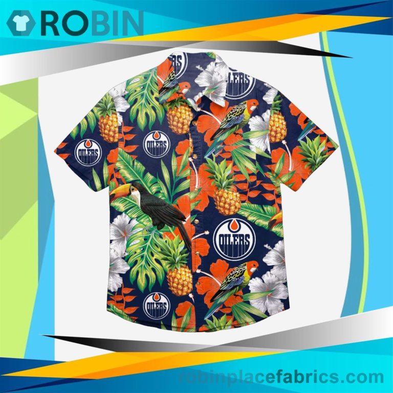 Edmonton Oilers Floral Button Up Shirt