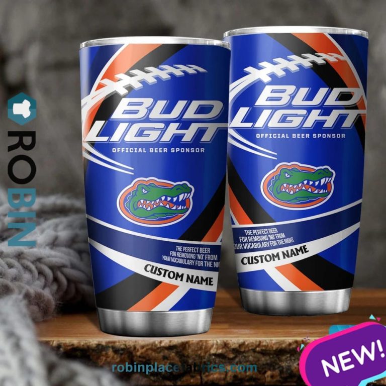 Florida Gators NCAA Bud Light Beer Custom Name Tumblers Cup
