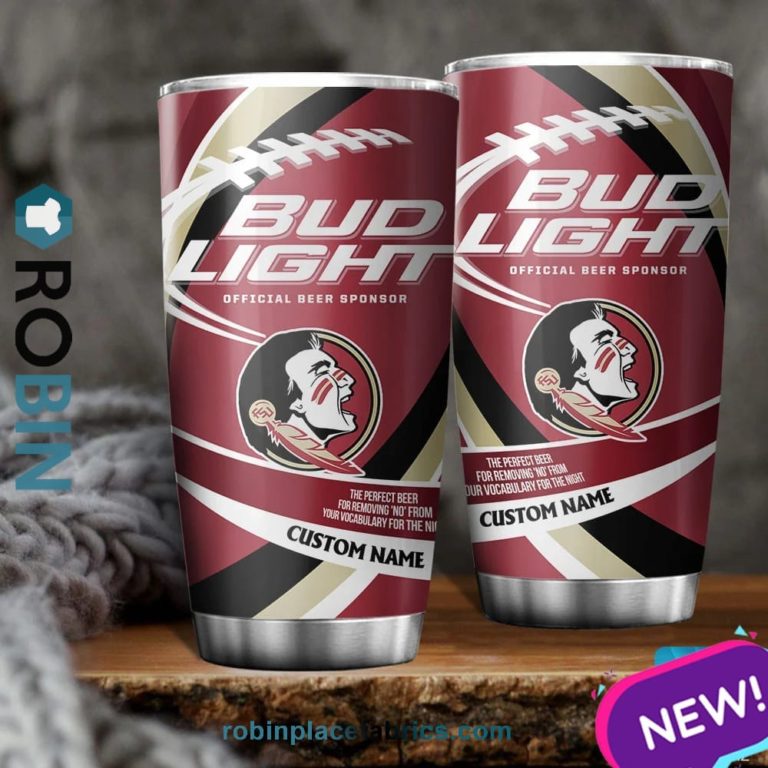 Florida State Seminoles NCAA Bud Light Beer Custom Name Tumblers Cup
