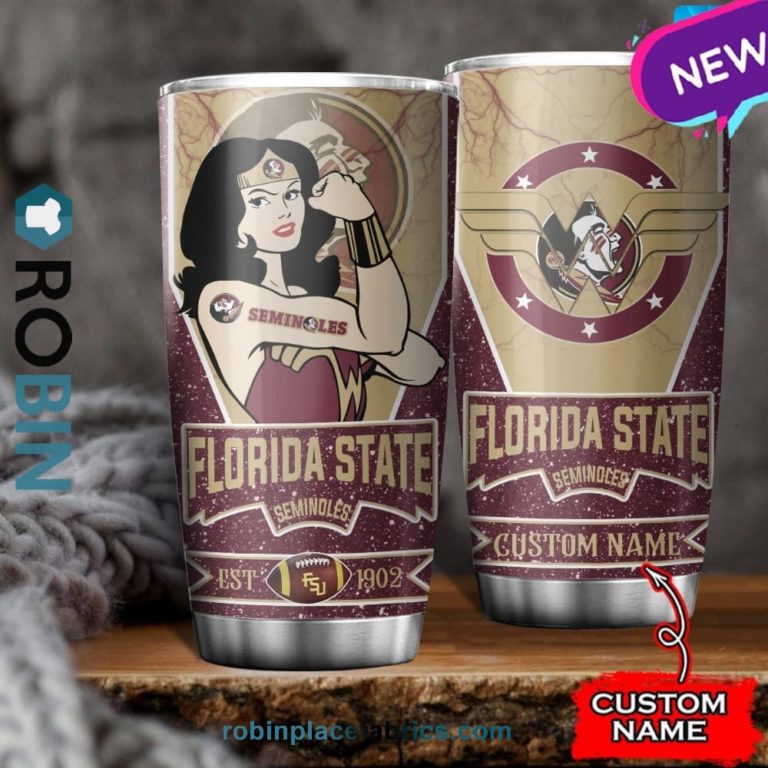 Florida State Seminoles Wonder Woman Custom Name Stainless Steel Tumblers Cup