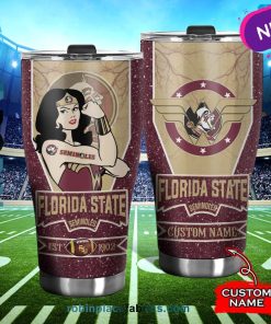 Florida State Seminoles Wonder Woman Custom Name Stainless Steel Tumblers Cup
