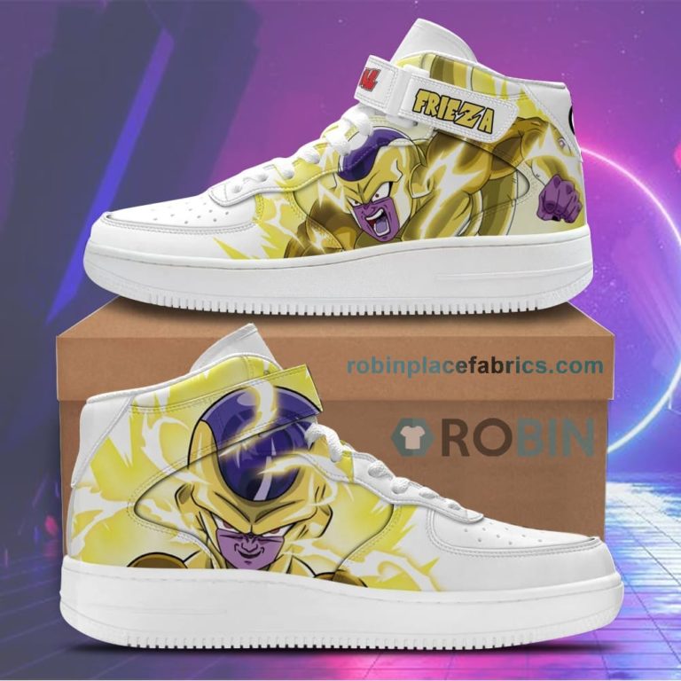 Frieza Gold Sneakers Air Mid Custom Dragon Ball Anime Shoes